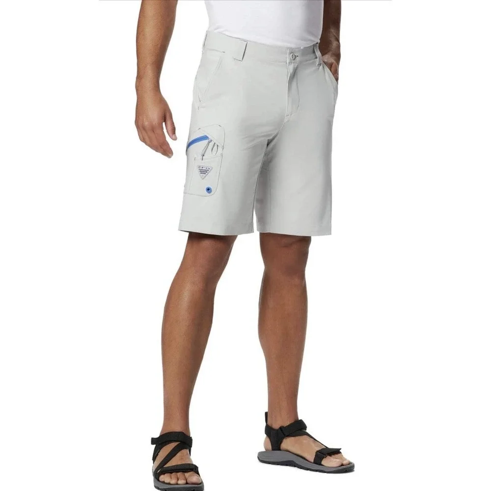 Columbia Terminal Tackle Shorts, Gray, Mens 32 Omni Shield Fishing